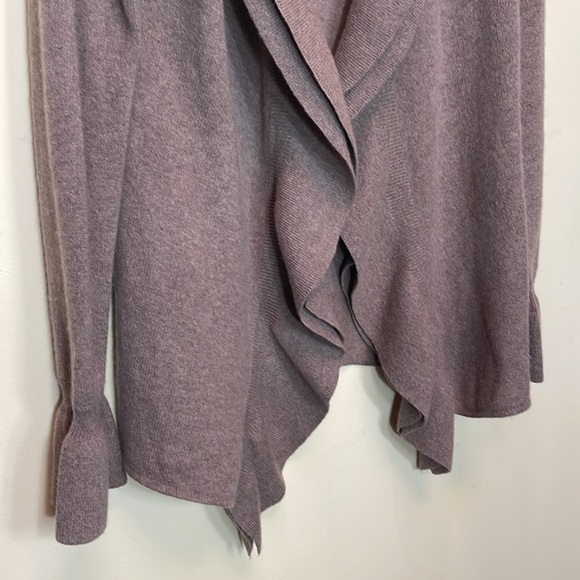 Marisa Christina 2ply cashmere tan/beige open front cascade cardigan - Picture 3 of 10